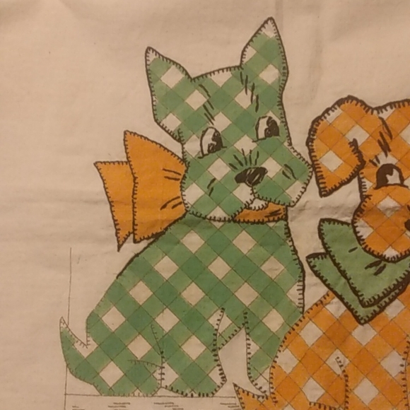VINTAGE SCOTTIE DOG MUSLIN EMBROIDERED PILLOW PART - Picture 5 of 6